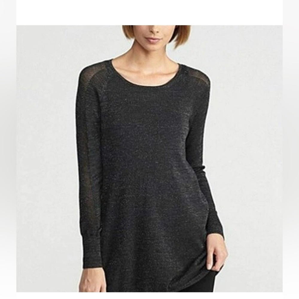 NWT Eileen Fisher Sz XS charcoal Merino Wool Sweater Tunic Sparkle Knit $258